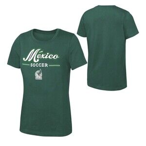 Mexico National Team Women's L Green Script Logo Soccer Tee futbol T-shirt top